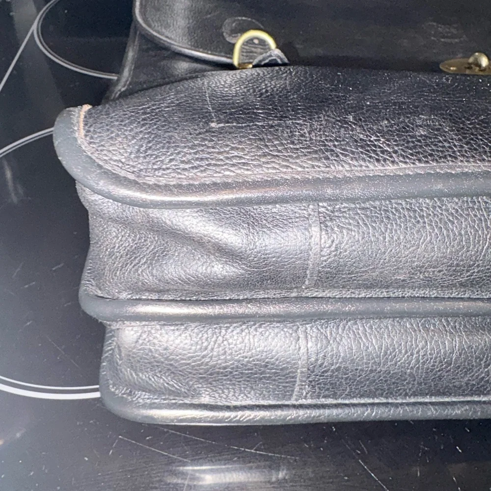 🔥IL BISONTE Wanny Di Filippo Black Leather Briefcase Made in Italy VGUC